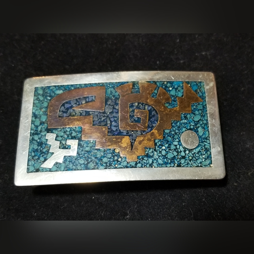 Vintage Silver Mexico Belt Buckle